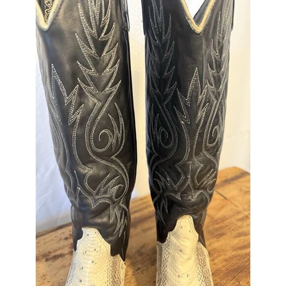 Acme Womens Western Leather Snake Skin Cowgirl Cowboy Boots 0735 9.5 M Black - Picture 8 of 16